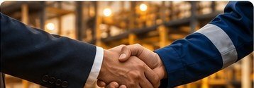 Aperto de mãos simbolizando parcerias comerciais industriais